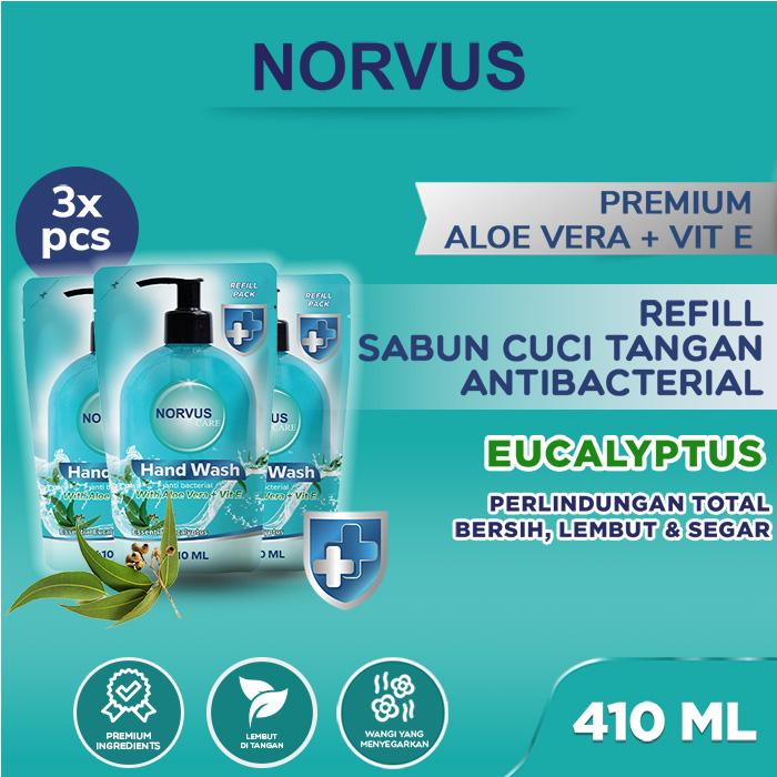 Gambar Sabun Cuci Tangan Essential Eucalyptus Refill 3x 410ml - NORVUS dari Norvus Indonesia Kota Administrasi Jakarta Barat Tokopedia