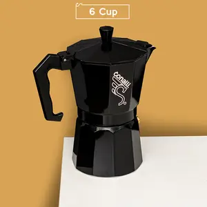 6 Cup Mokapot Aluminum Black 300ml Coffee Maker Espresso Barista Tool