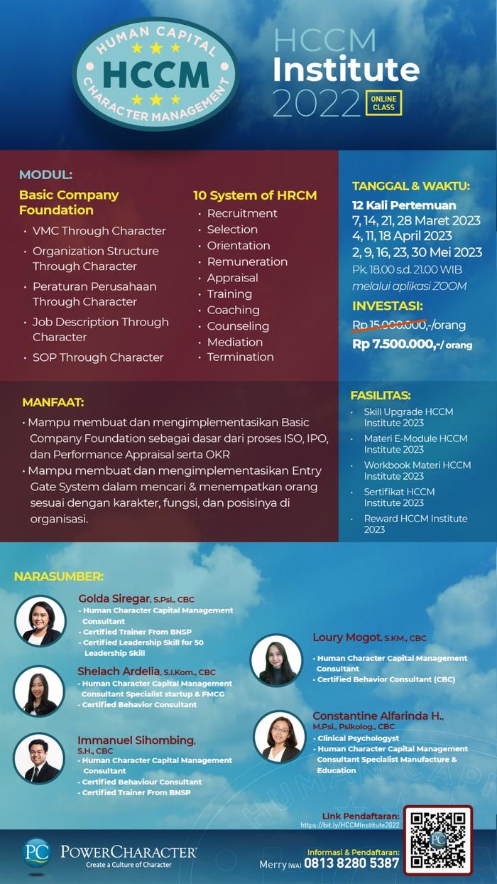 Gambar HCCM Institute 2023 - Online Class dari Power Character Jakarta Utara Tokopedia