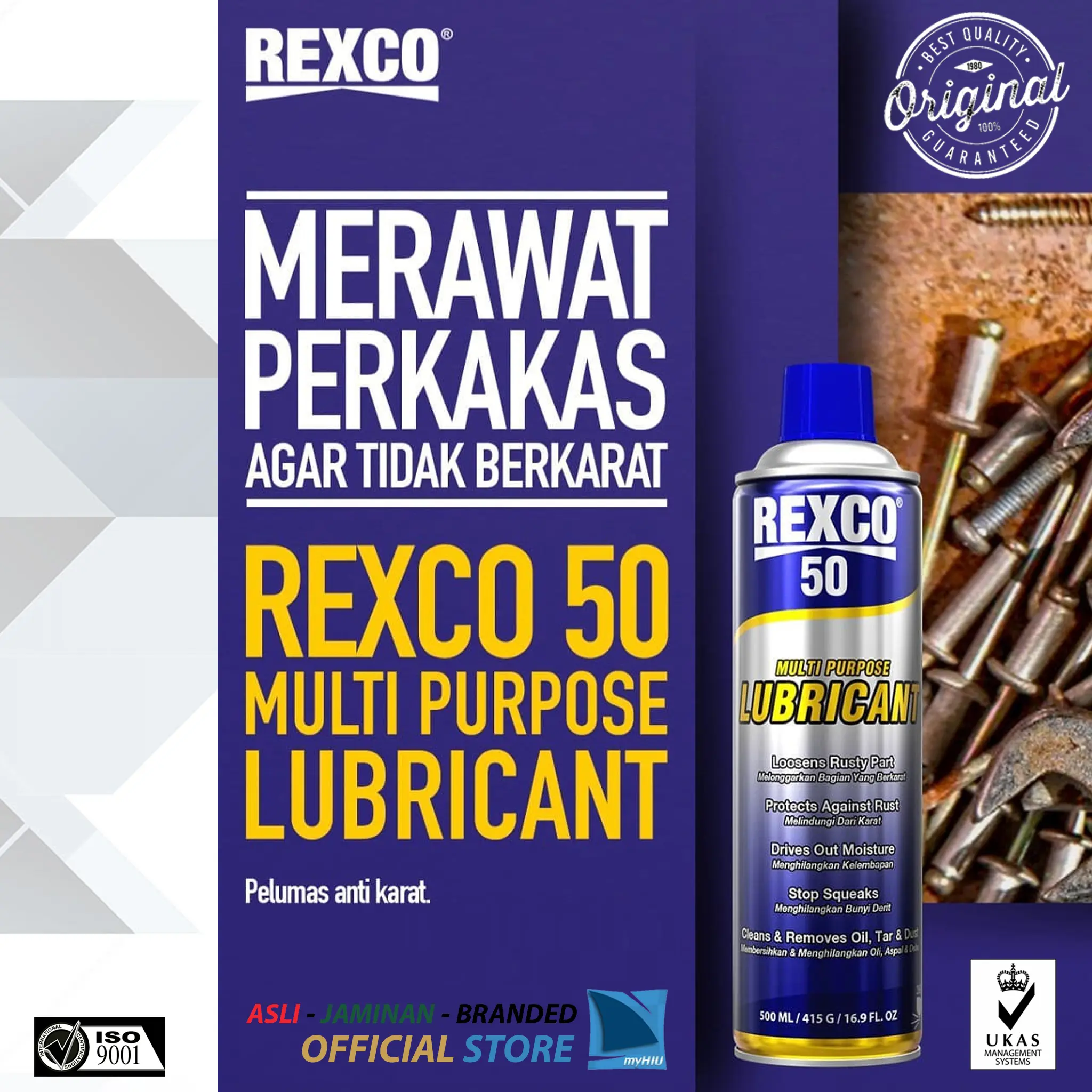 Multi Purpose Lubricant REXCO 50 500 ml - Pelumas Anti Karat Untuk Semua Aktifitas - Kualitas Terbaik