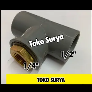 Tee Otomatis Manometer Pressure Gauge Tee drat dalam 1/2" x 1/4"