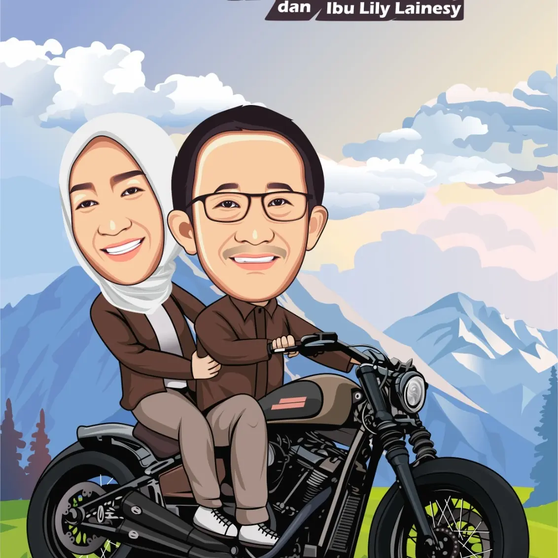 Karikatur Wajah Digital Vector Art Wisuda Kado Ulang Tahun - 1 Wajah