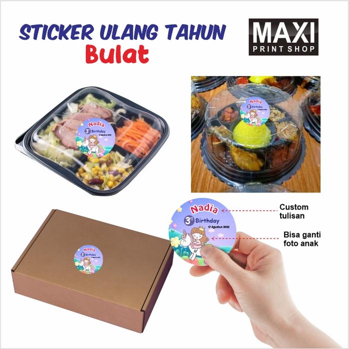 Gambar Sticker ulang tahun anak perempuan custom dari Maxi Print Shop Kota Tangerang Selatan Tokopedia
