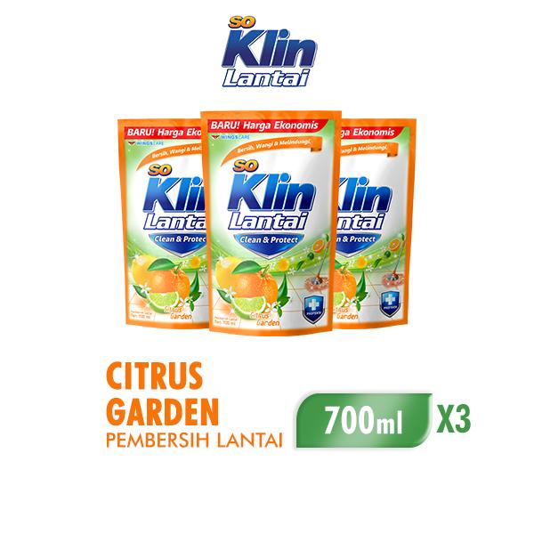 Soklin Pembersih Lantai Clean & Protect Citrus Garden 700 ml x 3 pcs