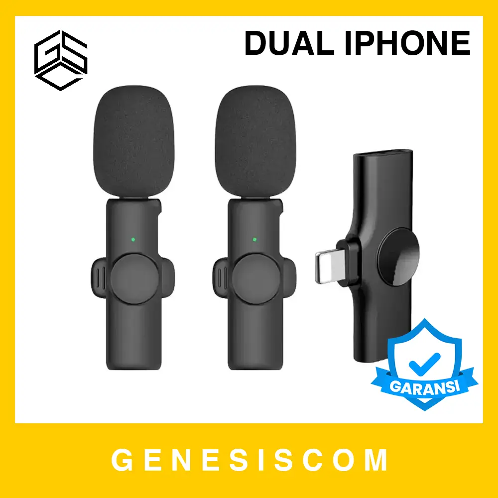 Mic Clip On Wireless LIGHTNING IPHONE Dual Microphone 2.4GHz Lavalier Mikrofon Mik Klip Portable Live Streaming