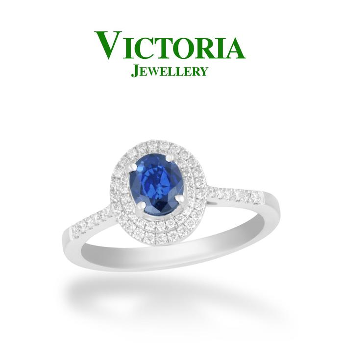Gambar Cincin Berlian Blue Sapphire VLR927048 Victoria Jewellery dari Victoria Jewellery Online Kota Administrasi Jakarta Selatan Tokopedia