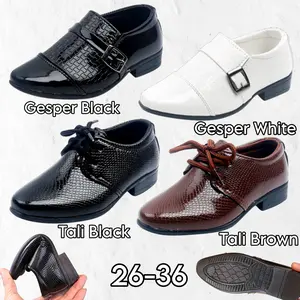 SEPATU ANAK LAKI FORMAL MURAH PANTOVEL KULIT SINTETIS BRANDED BLACK