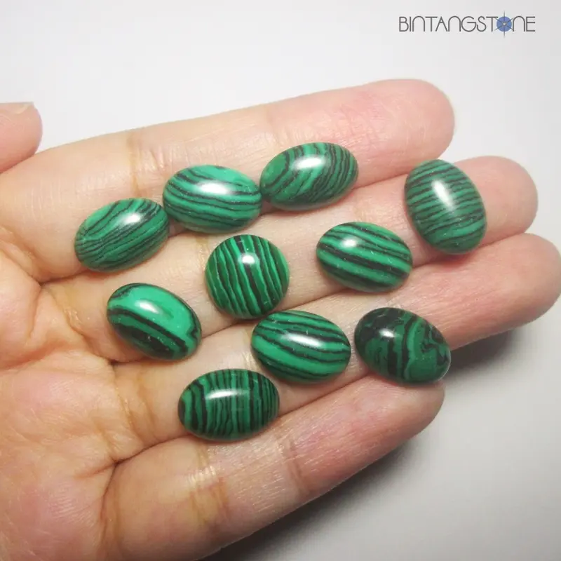 Malachite Africa Cabochon Batu Crystal Healing Cincin Liontin 0