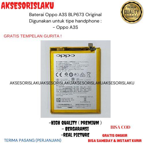 Baterai Oppo A3S BLP673 BLP 673 Original Batre Batrai HP