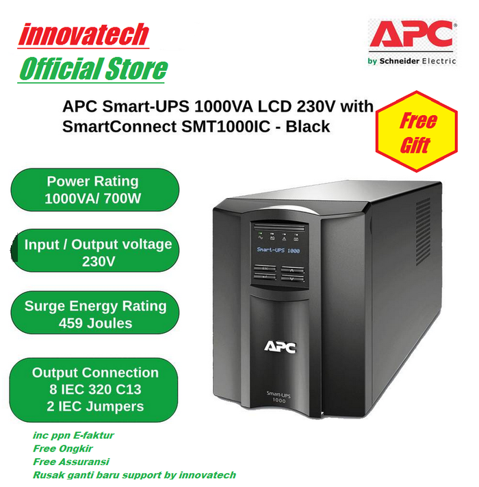 Gambar APC SMT1000iC Smart Connect UPS Tower 1000VA 700Watt LCD Cloud dari Innovatech Official Kota Administrasi Jakarta Pusat Tokopedia