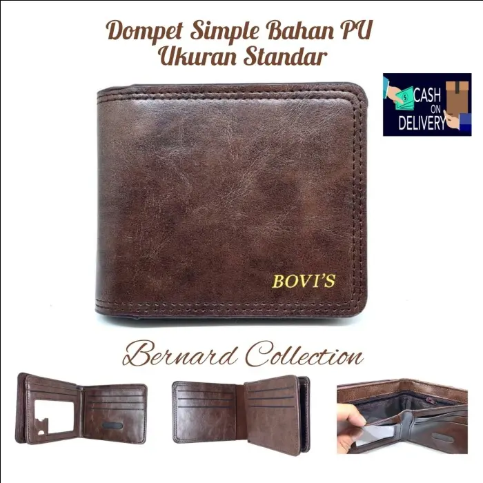 Dompet Pria Dompet Laki2 Dompet Bahan PU Simple Polos J12-1Brown/black