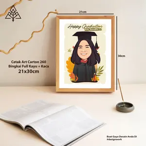 gift karikatur Hadiah wisuda/CETAK+DESIGN+Bingkai 21X30cm 1 WAJAH