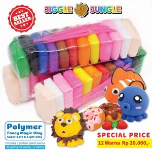 POLYMER CLAY 12 warna rainbow magic CLAY plastisin slime tofu