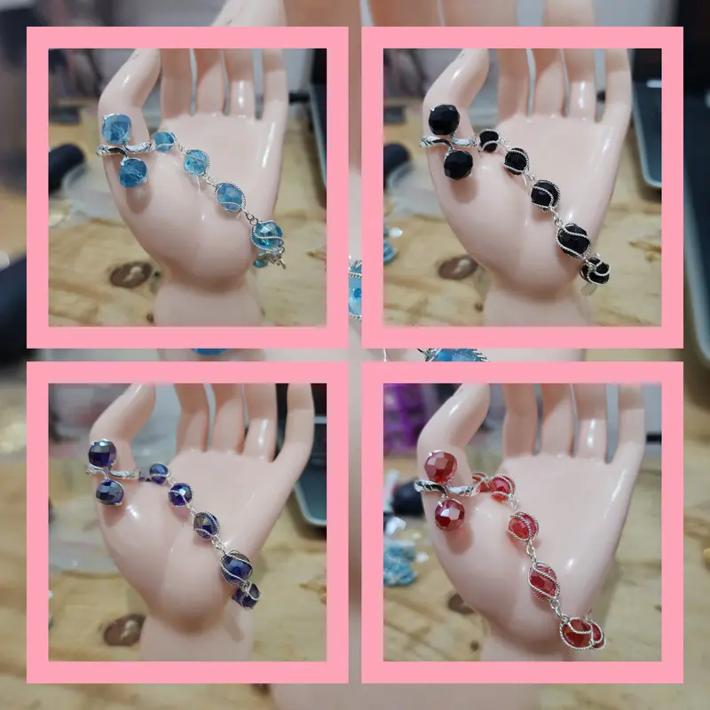 Set Gelang kurung dan Cincin kristal lapis perak 1