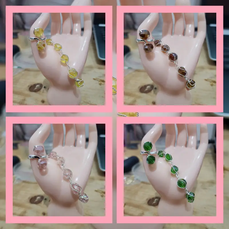 Set Gelang kurung dan Cincin kristal lapis perak 0