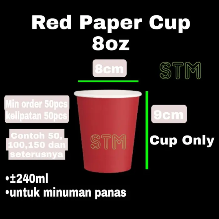 Gambar Full Red Paper cup 8oz /gelas kertas merah panas 8oz /cup hot Red 8OZ dari CHAZONE-STM Kota Administrasi Jakarta Utara 4 Tokopedia