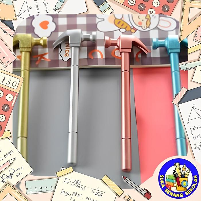 Gambar SELUSIN Pulpen / Pena Bentuk Palu S0238 dari Suka Senang Sekolah Kota Tangerang Tokopedia