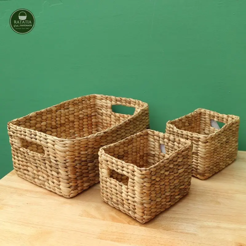 3in1 Box | Keranjang Anyaman Eceng Gondok | Tempat Penyimpanan Enceng 1