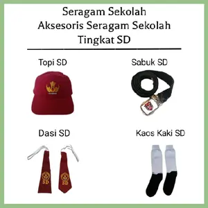 Seragam Sekolah / Topi SD, Sabuk, Dasi laki-Laki Perempuan / Kaos kaki