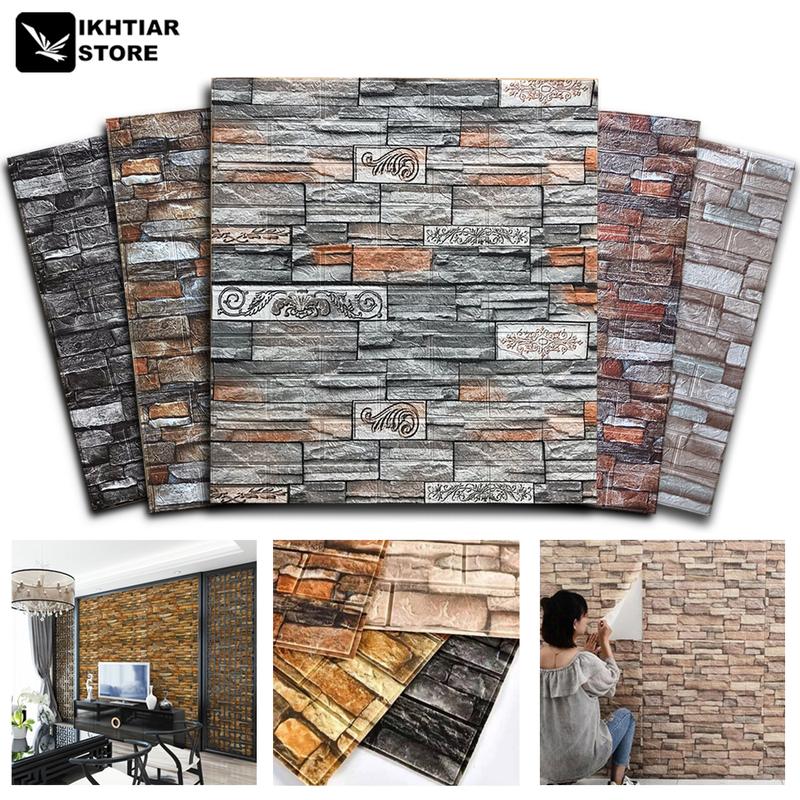 WALLPAPER STICKER DINDING 3D BRICKFOAM MOTIF BATU ALAM WALLFOAM 0
