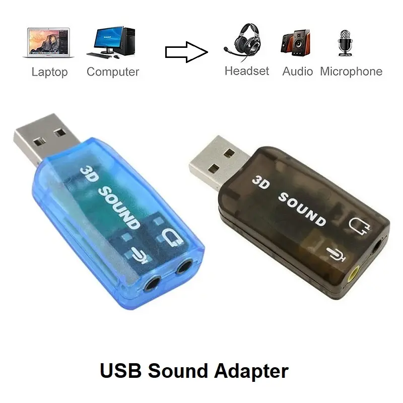 USB Sound Adapter 3D 5.1 Channel External Soundcard Audio
