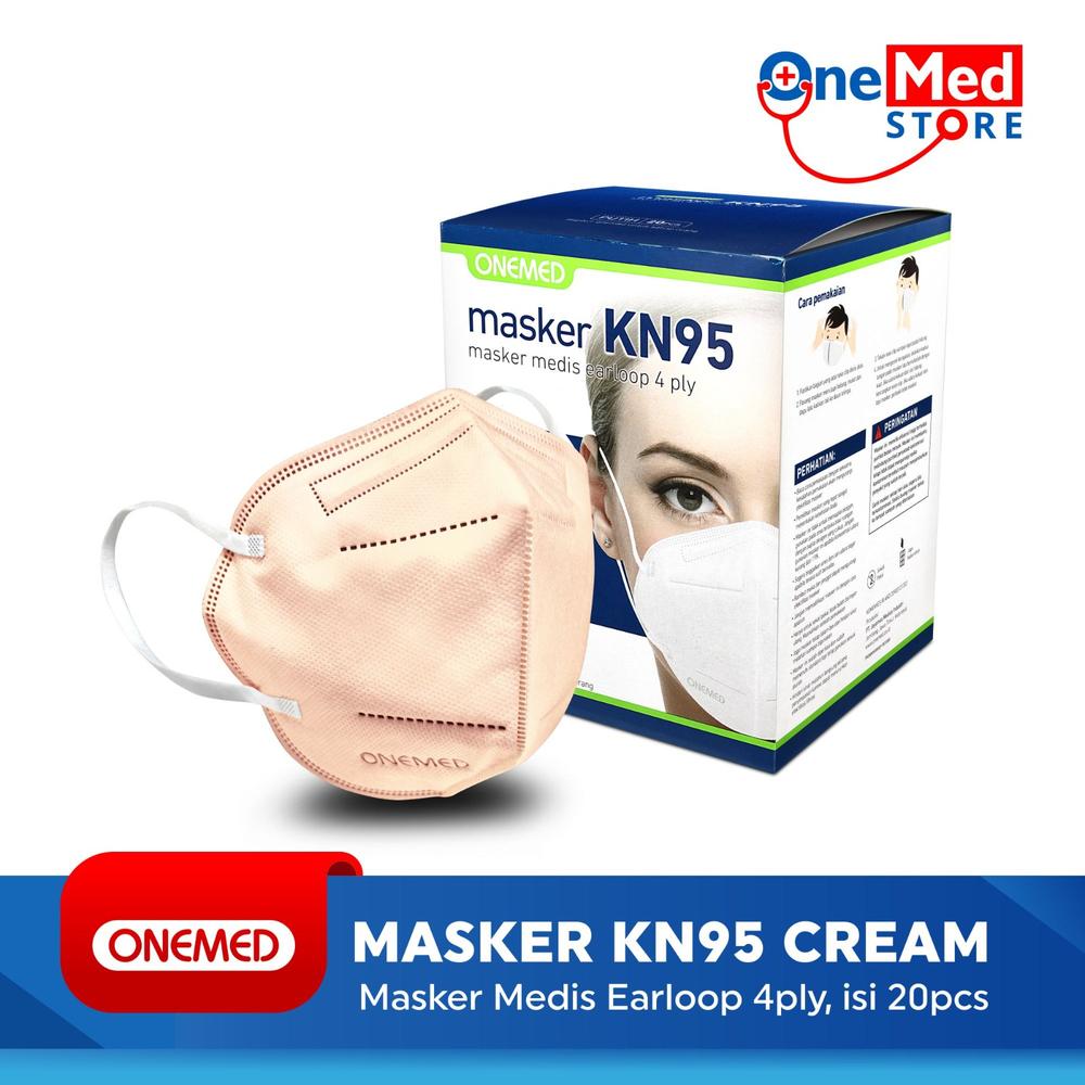 Masker Karet KN95 OneMed 4ply Box isi 20pcs - Cream