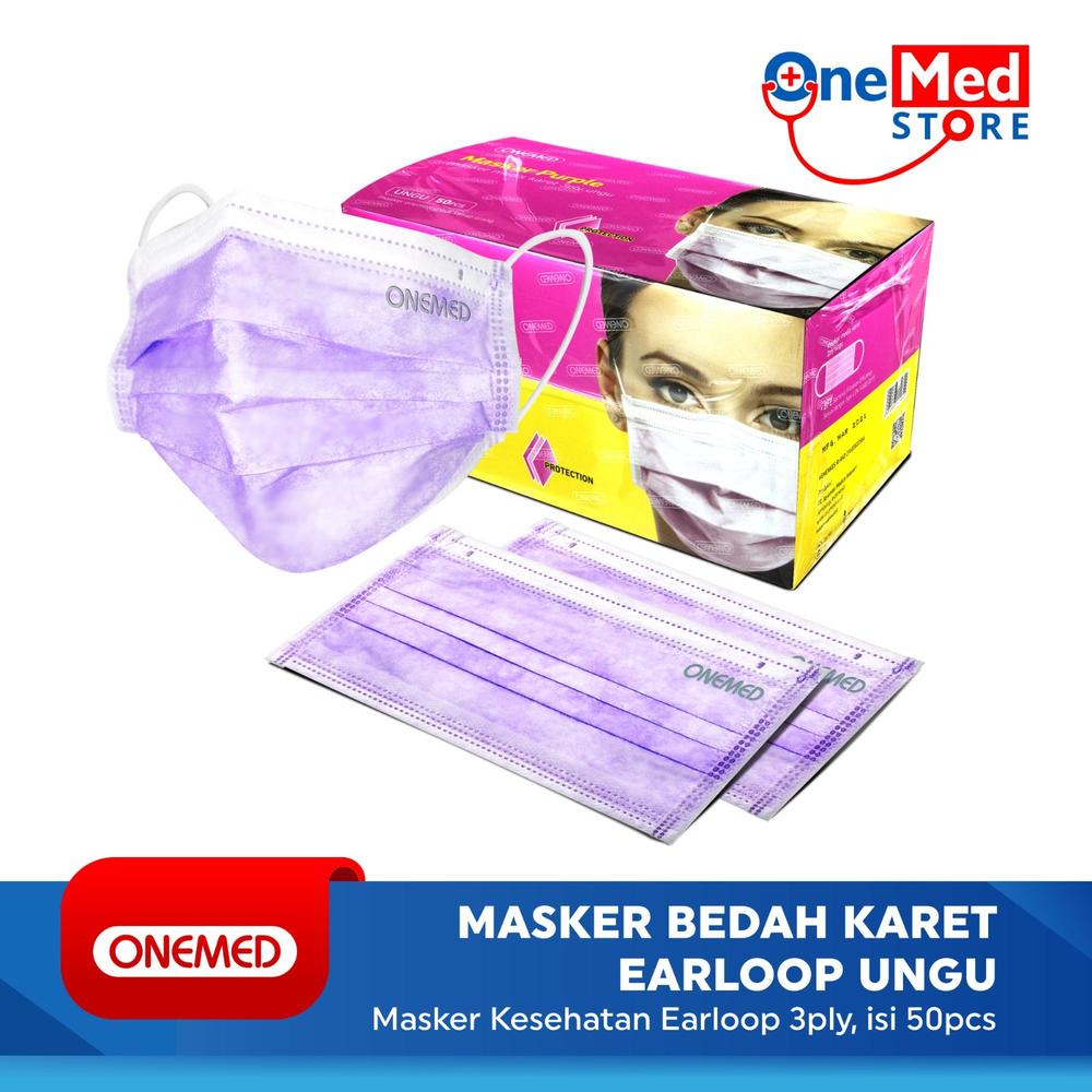 Masker Karet Medis Ungu OneMed box 50pcs