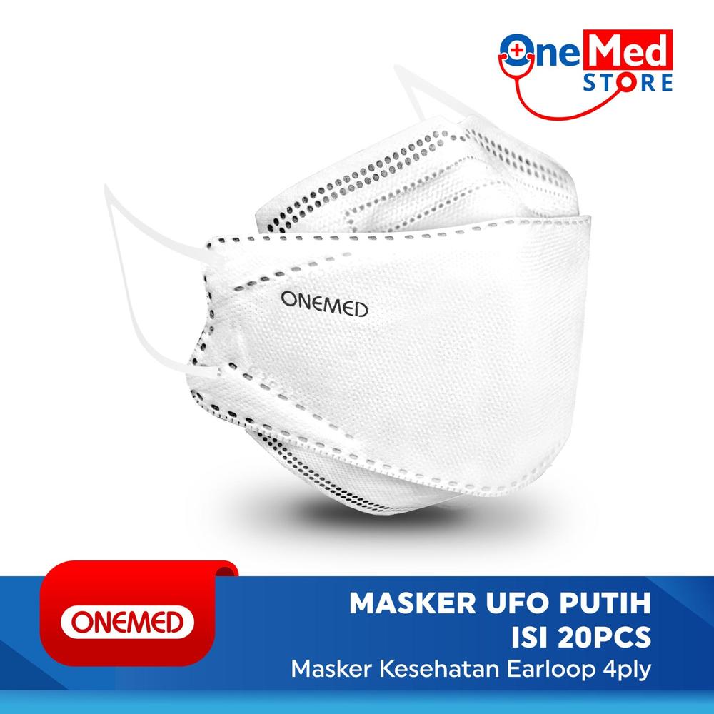 Masker Karet UFO Putih 3D OneMed 4ply Box isi 20pcs