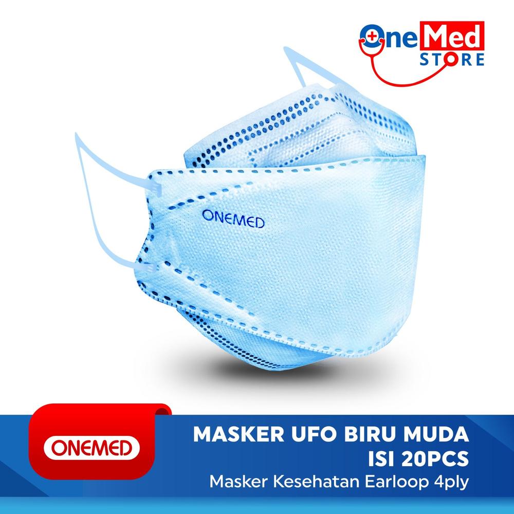 Masker Karet Medis UFO Biru 3D OneMed 4ply Box isi 20pcs