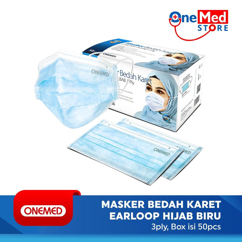 Masker Jilbab Blue OneMed box 50pcs