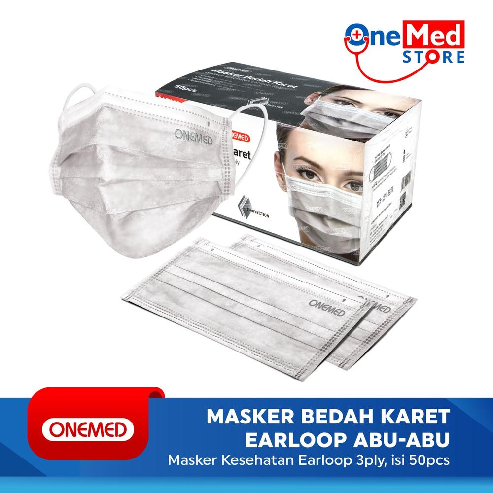 Masker Karet Abu-Abu OneMed box 50pcs