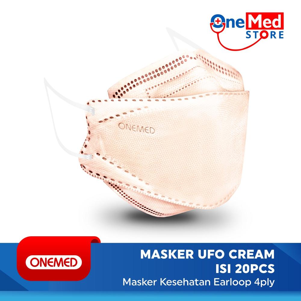 Masker Karet UFO Cream 3D OneMed 4ply Box isi 20pcs