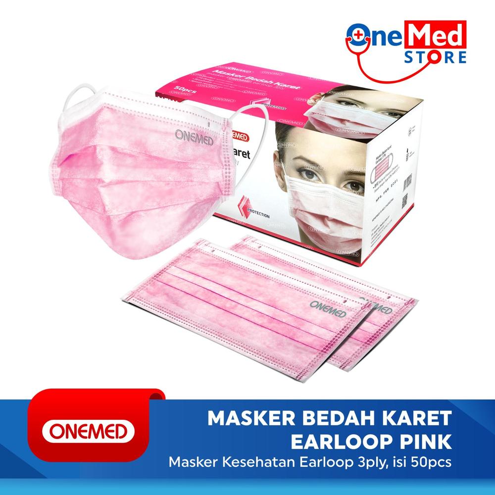 Masker Karet Pink OneMed box 50pcs