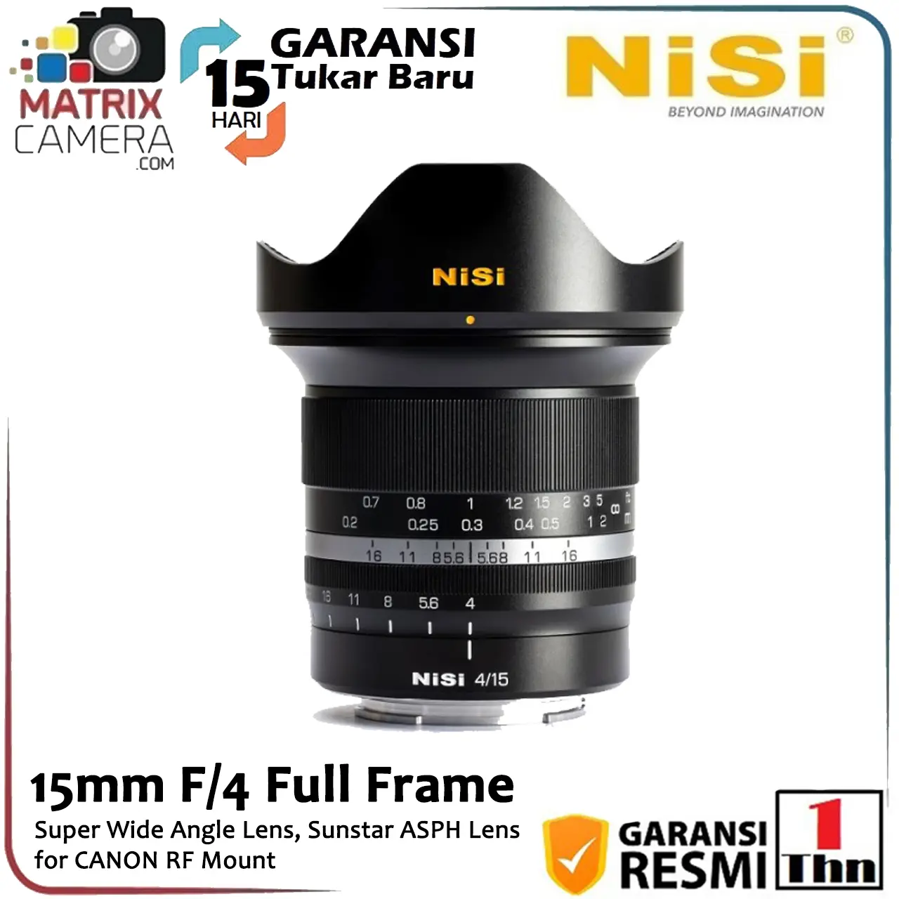 NiSi 15mm F4 Lensa Full Frame Super Wide Angle Lens for CANON RF Mount
