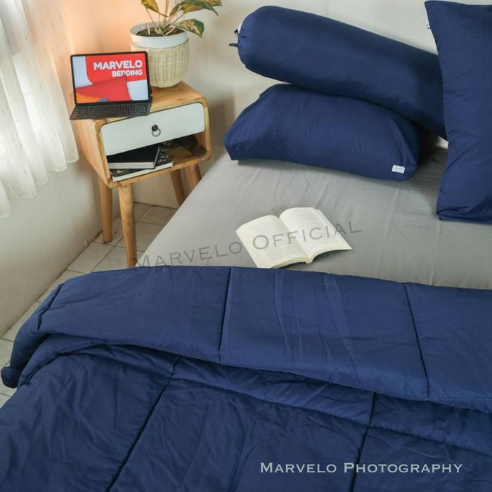Gambar Marvelo Bedcover Sprei Set Katun Tinggi 30 Biru Abu Size 180 cm dari Marvelo Bedding Kab. Sleman Tokopedia
