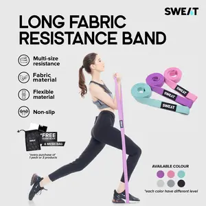 SWEAT - SWEAT - Anti-Slip Long Fabric Resistance Band | Set Karet Elastis Anti Slip - Alat Gym untuk Fitness, Yoga & Stretching Loop