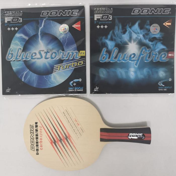 Gambar Donic Bat Pingpong Original Carbon Speed + Karet Bluestorm Z1 Turbo & Bluefire M1 2.0mm Set Kontrol 6 Speed 10++ Outdoor - Ball dari Asta Sport Donic Store Kota Administrasi Jakarta Barat Tokopedia