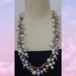 #kalung mutiara swarovzky variasi crystal hitam jepang