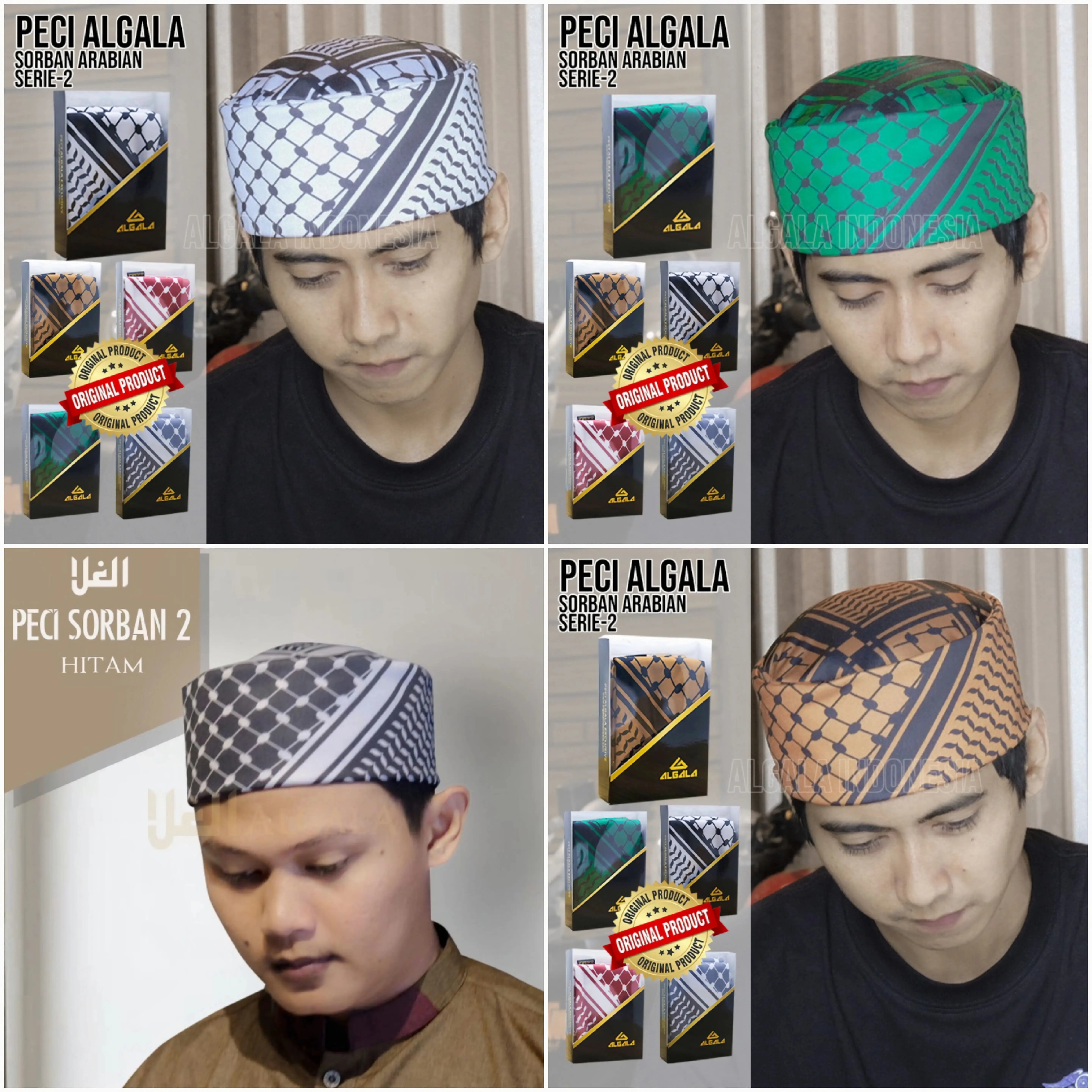Peci Mesir Algala, Motif Surban, Bisa Dilipat, Tebal, Lembut