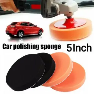 4 Pcs Busa Spon Poles Motor Mobil 5" Sponge Waxing Pad Flat Rata 5inch