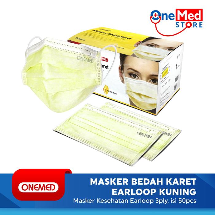 Gambar Masker Karet Kuning OneMed box 50pcs dari Onemed Banjarmasin Kota Banjarmasin Tokopedia