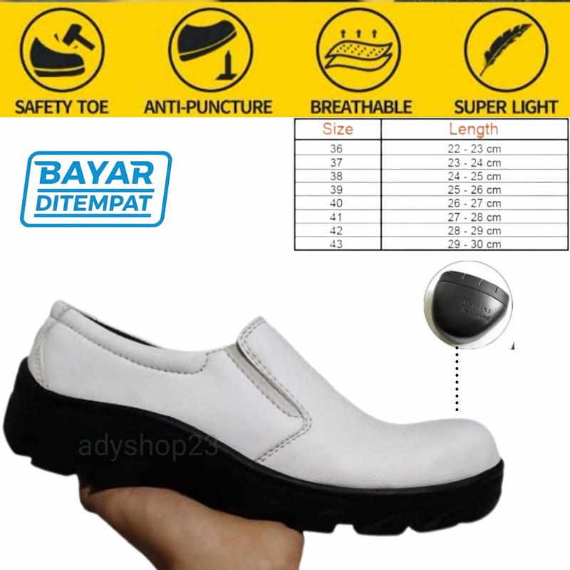 sepatu safety slip on kerja safety sorong putih 1