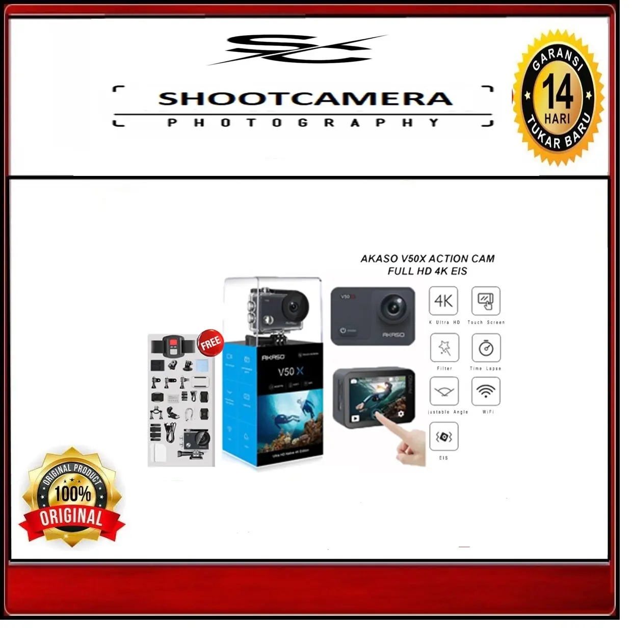 AKASO V50X ACTIONCAM CAMERA 4K 30FPS - AKASO V50 X WATERPROFF REMOTE
