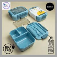 Gambar Orinoco Lunchbox Set 3 Sekat Microwavable 1500 ml Anti Tumpah + Sendok Garpu - Hijau dari Ollahomeliving Kota Bogor 3 Tokopedia
