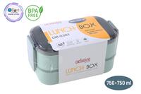 Gambar LUNCHBOX PLASTIK OR-301 2 LAYERS 1500ML - KOTAK MAKAN + SENDOK &SUMPIT - Red Pink dari Ollahomeliving Kota Bogor 4 Tokopedia