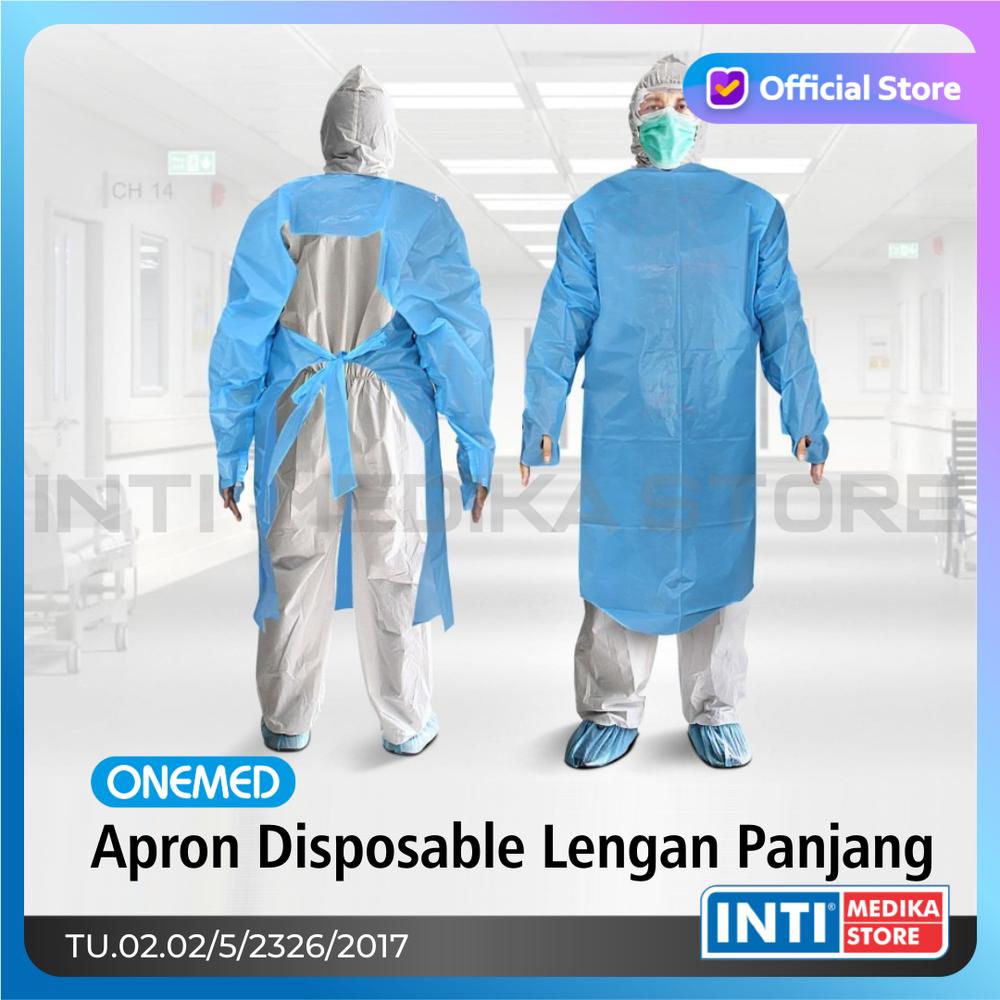 ONEMED - Apron Plastik Lengan Panjang | Apron Sekali Pakai Isi 10 Pcs