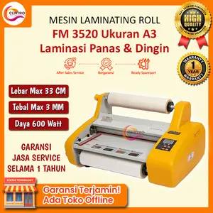 Mesin Laminating / Laminator Roll 2 Sisi FM 3520 Uk A3 4 Lampu Pemanas