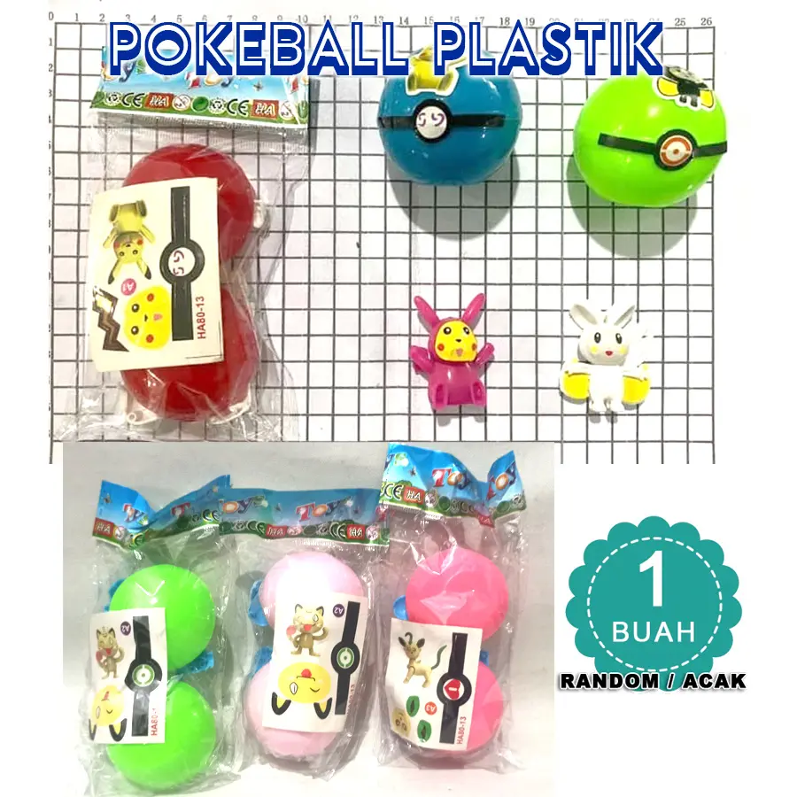 Mainan Pokemon ball dengan figure - POKE BALL PLASTIK - POKEBALL