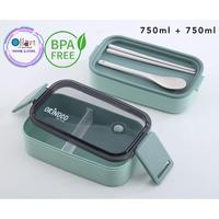 Gambar LUNCHBOX PLASTIK OR-301 2 LAYERS 1500ML - KOTAK MAKAN + SENDOK &SUMPIT - Red Pink dari Ollahomeliving Kota Bogor 5 Tokopedia