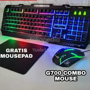 Paket Combo Gaming Keyboard RGB with Mouse Gaming Bundle Hitam